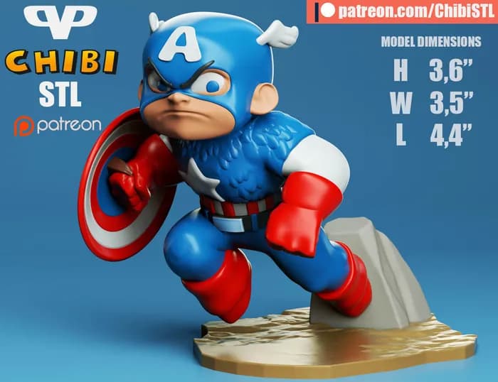 STL - 3dxm captain america chibi
