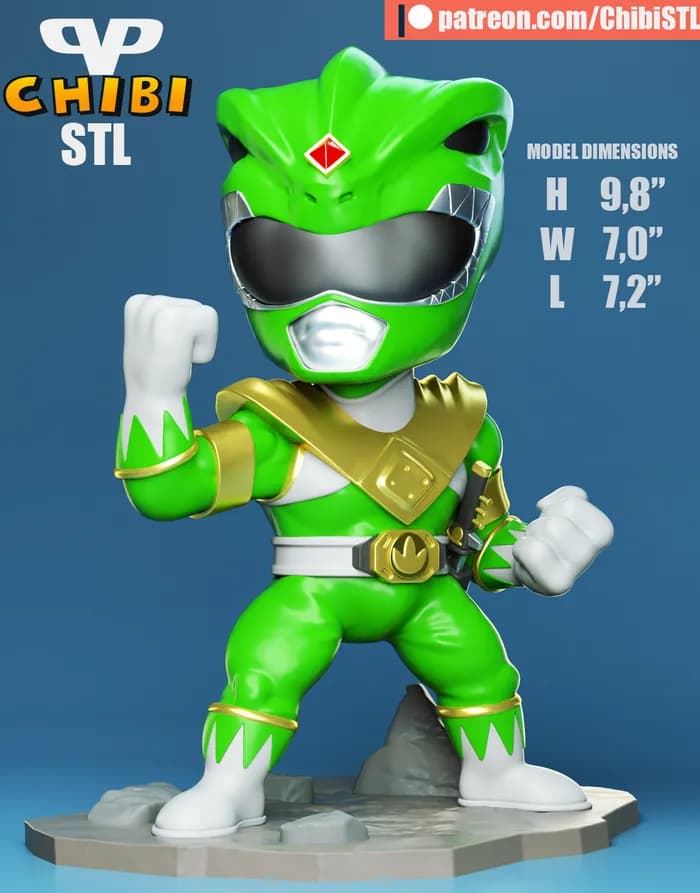STL - 3dxm green ranger chibi