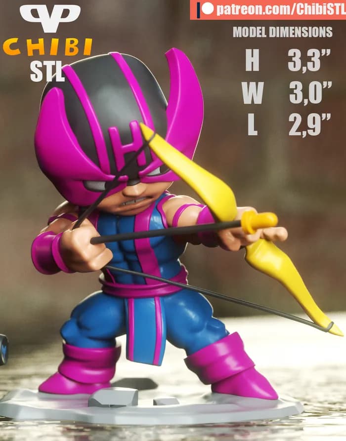 STL - 3dxm hawkeye chibi