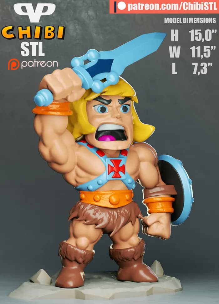 STL - 3dxm he man chibi