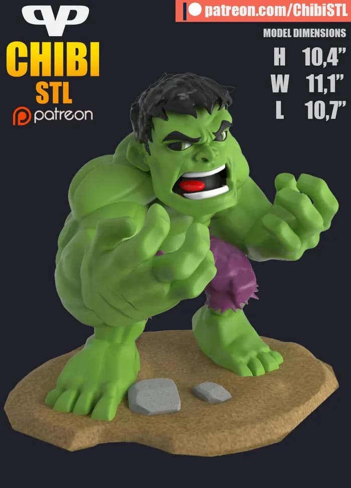 STL - 3dxm hulk chibi