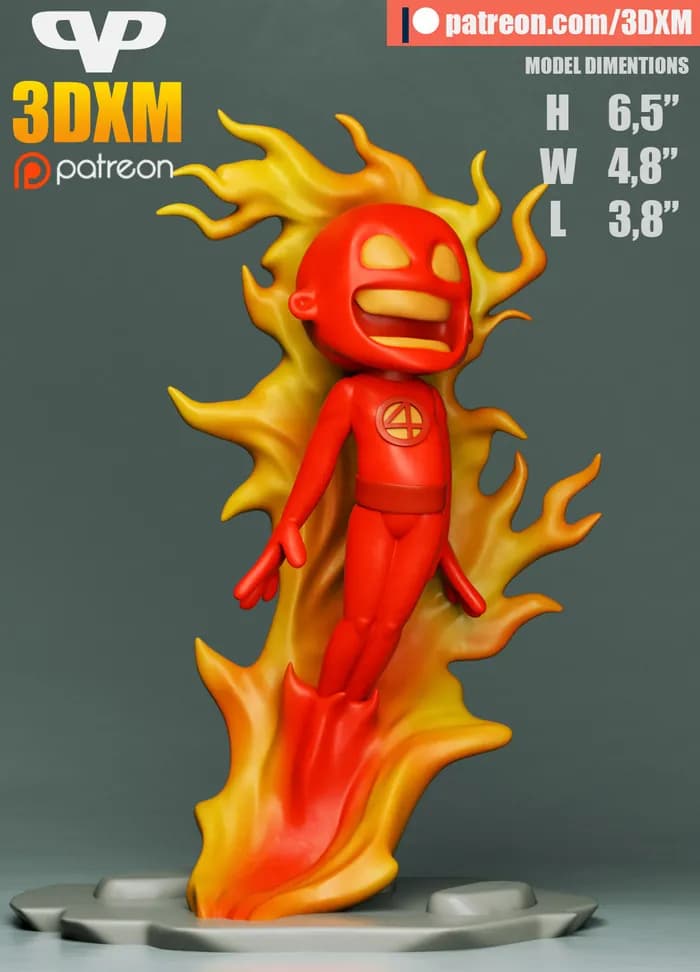 STL - 3dxm human tourch chibi