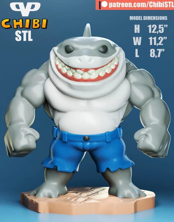 STL - 3dxm king shark chibi