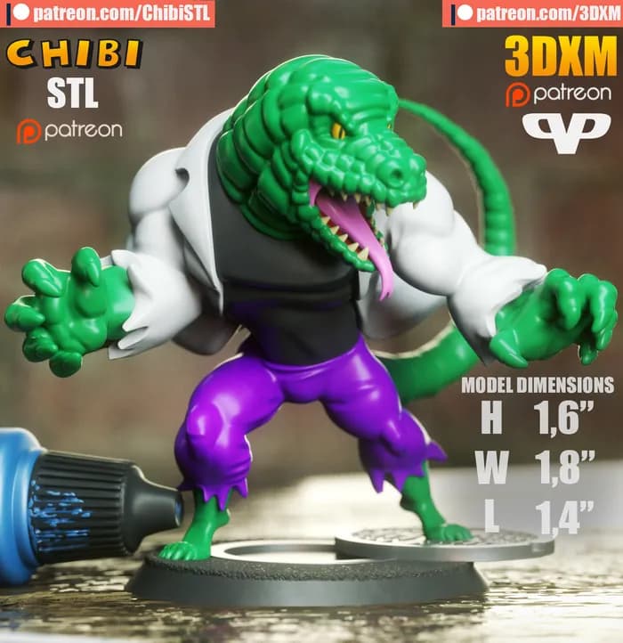 STL - 3dxm lizard chibi