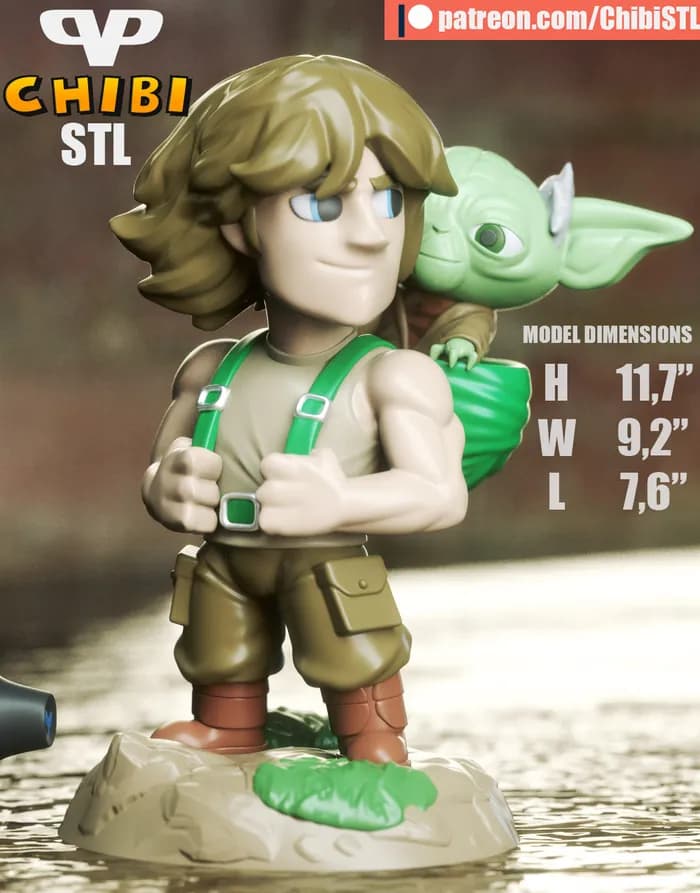 STL - 3dxm luke and yoda chibi