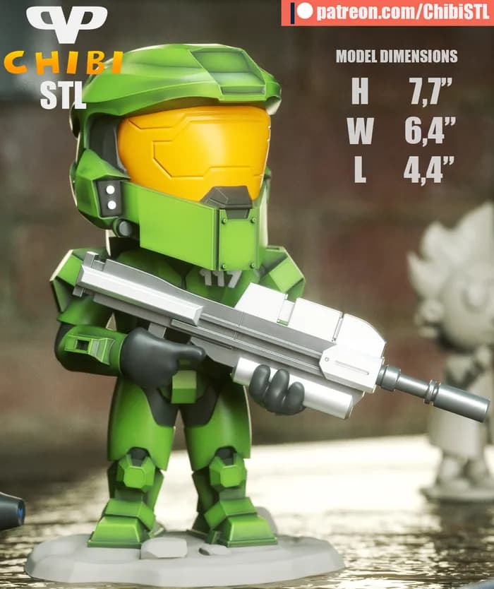 STL - 3dxm master chief halo chibi