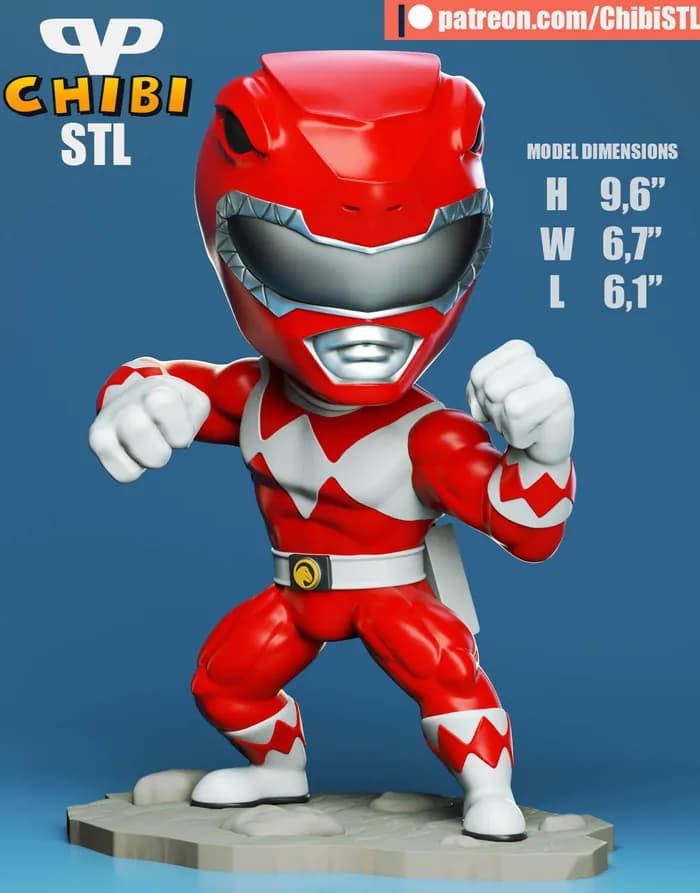 STL - 3dxm red ranger chibi