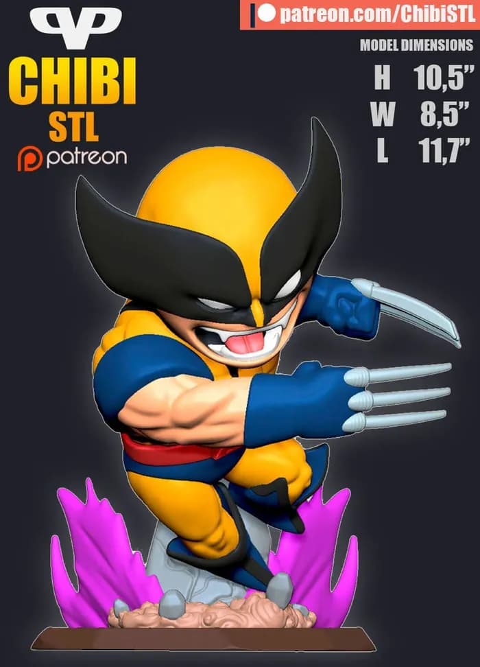 STL - 3dxm wolverine chibi