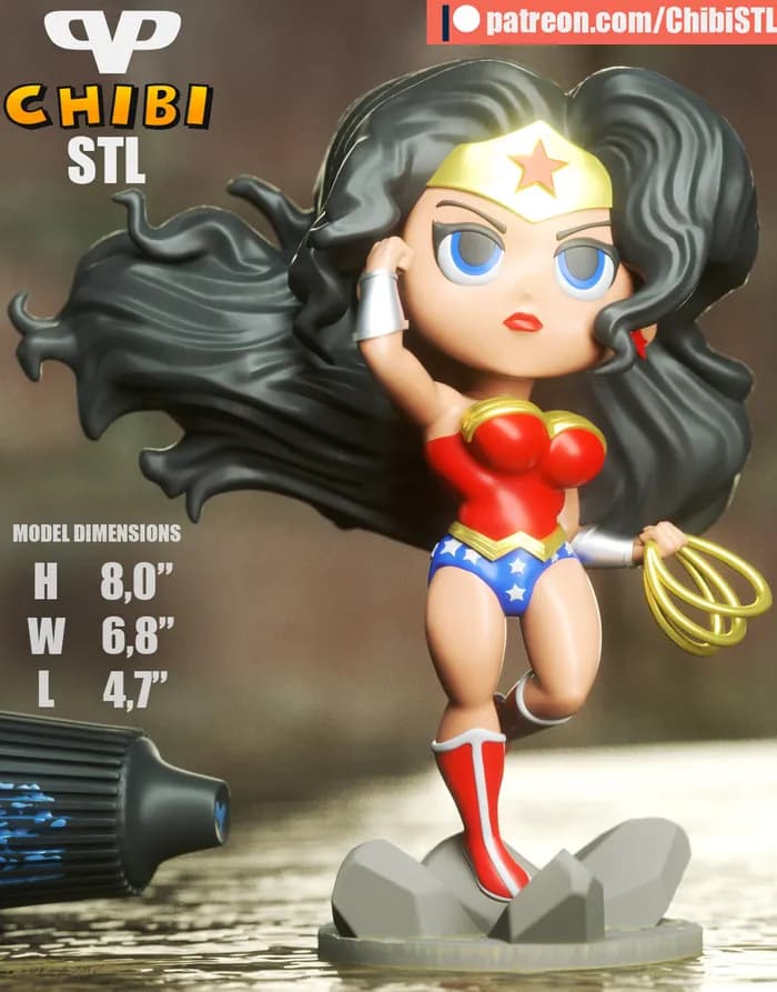 STL - 3dxm wonder woman chibi