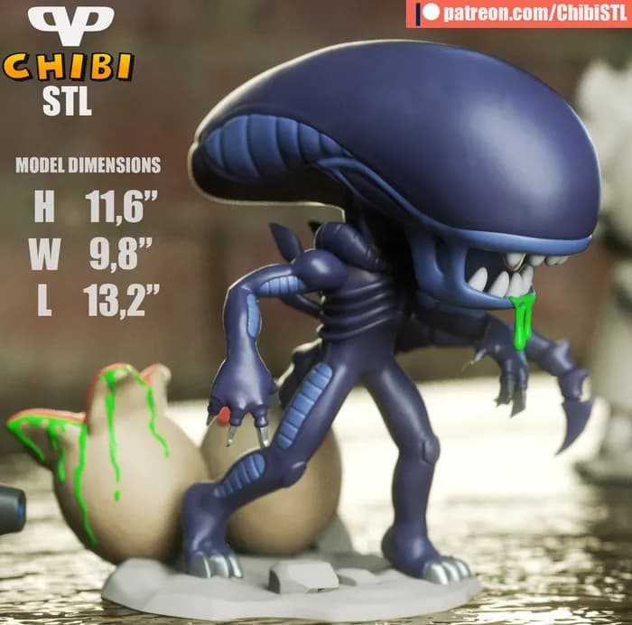 STL - 3dxm xenomorph chibi