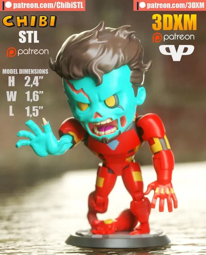 STL - 3dxm zombie iron man chibi