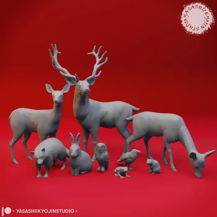 STL - animales del boque render 1