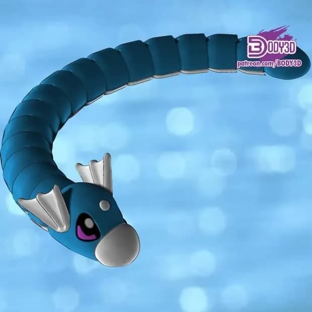 STL - articulated dratini arc body3d render 1