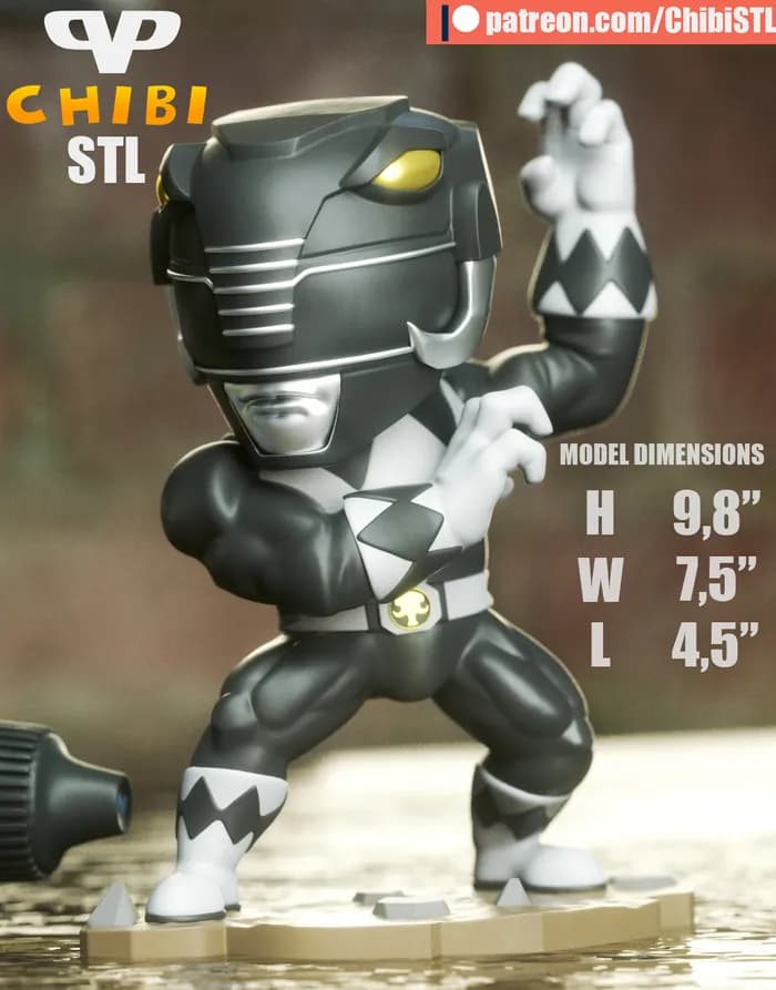 STL - black ranger chibi