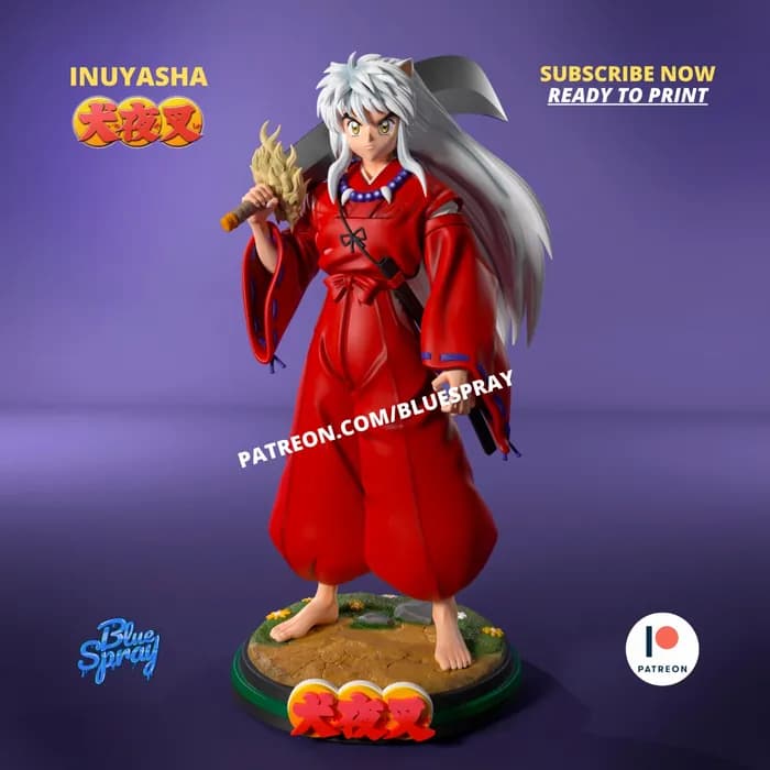 STL - blue spray inuyasha sculpture