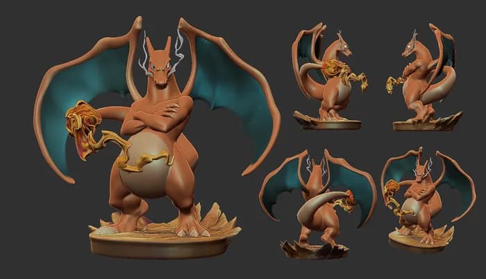STL - charizard pokemon humanoid render 2
