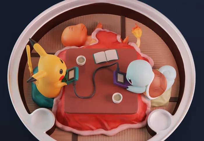 STL - diorama pokebola pokemon render 4