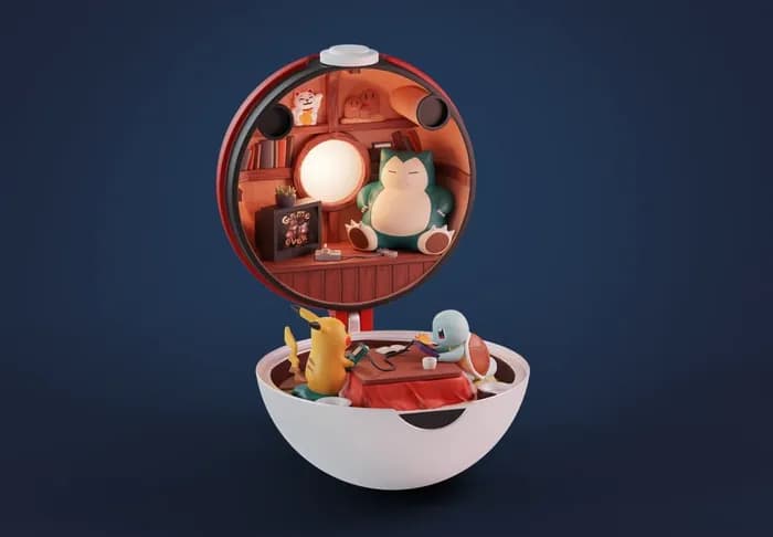STL - diorama pokebola pokemon