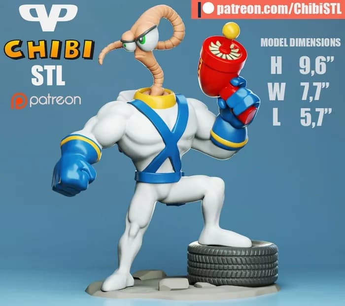 STL - earthworm jim chibi