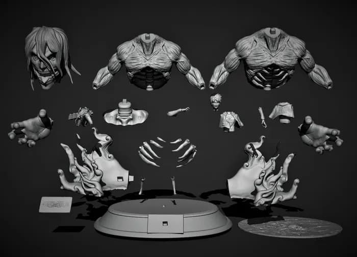 STL - eren titan transformation render 3