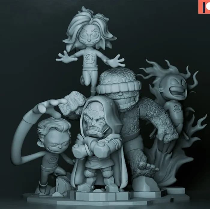 STL - fantastic 4 chibi diorama