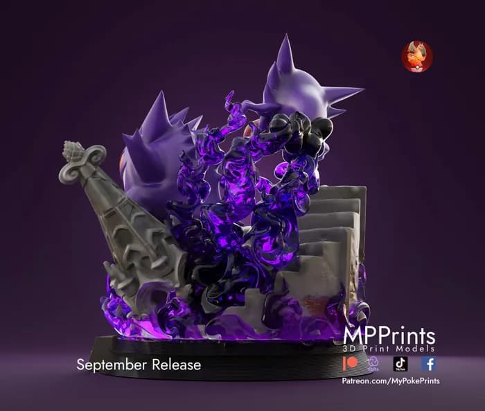 STL - gengar evolution statue render 3