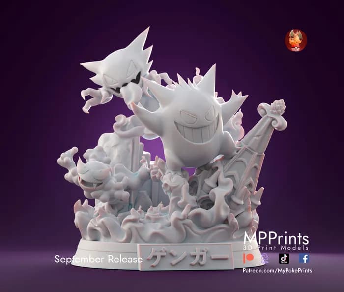 STL - gengar evolution statue render 4