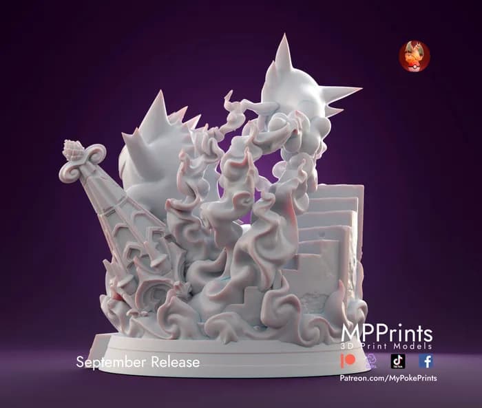 STL - gengar evolution statue render 5