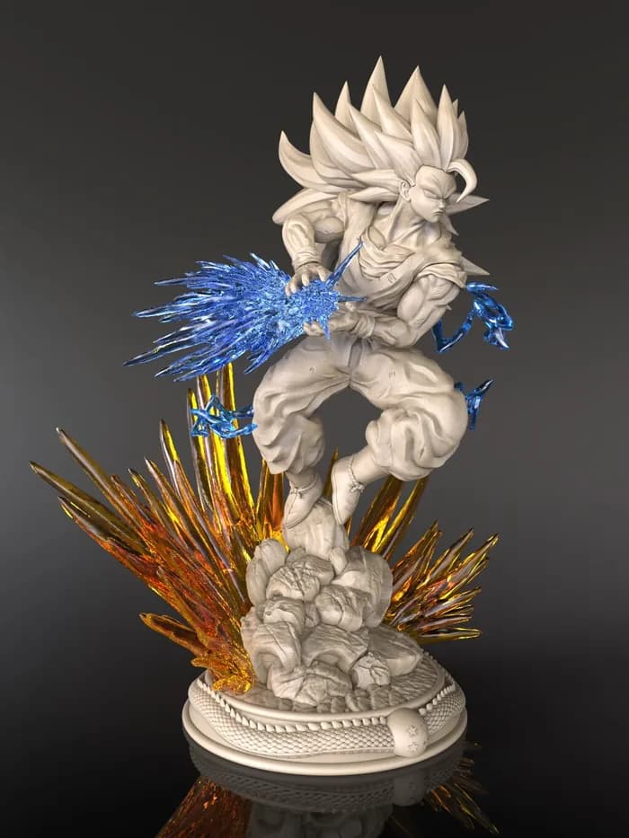 STL - goku ssj3 cfd by nacho washed render 3