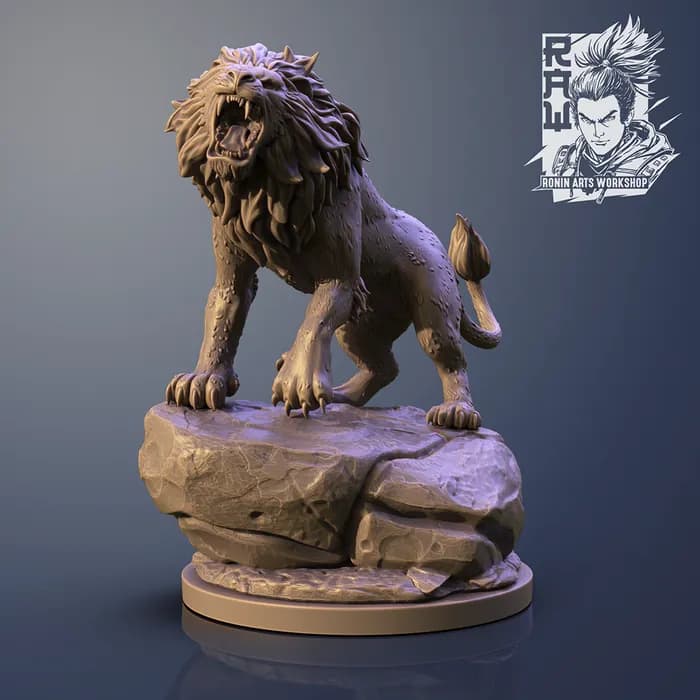 STL - lions felinefury leones render 3