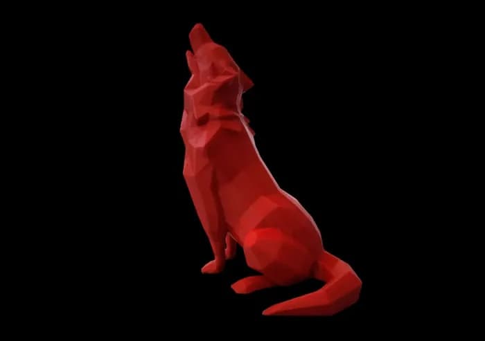 STL - low poly howling wolf
