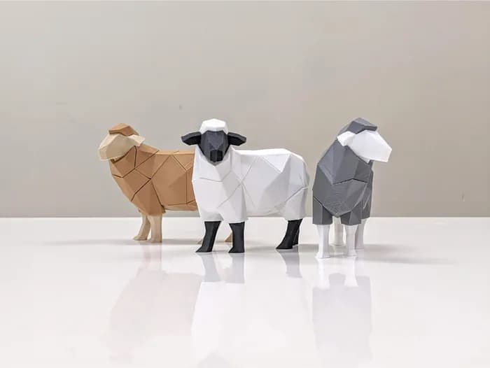 STL - low poly sheep puzzle render 1
