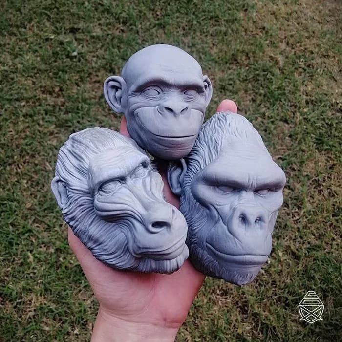 STL - monkeys heads render 1