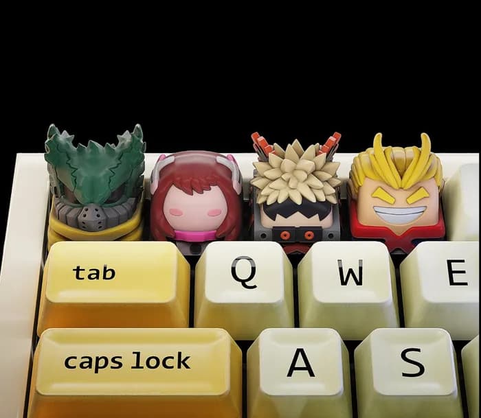 STL - my hero academy keycaps render 3