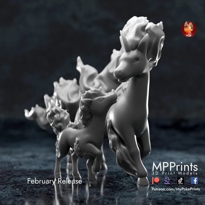 STL - ponyta and rapidash render 3