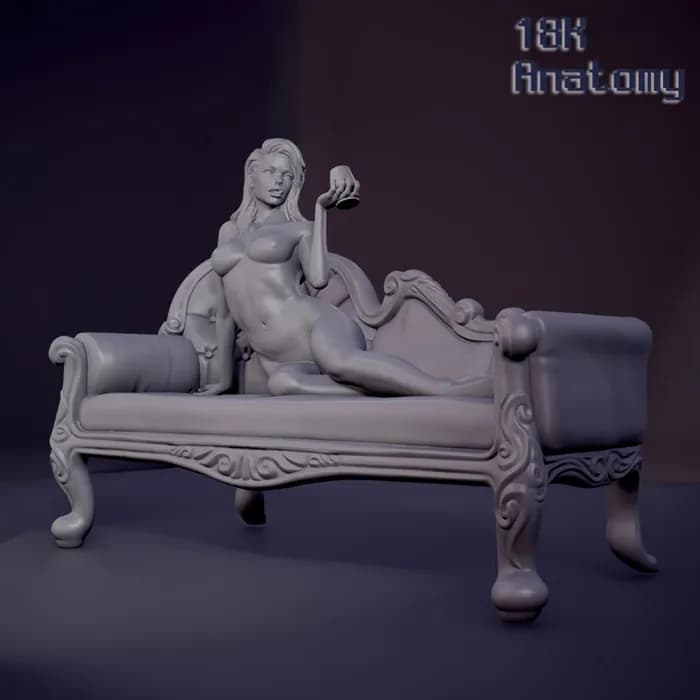 STL - 18k anatomy girl on the sofa