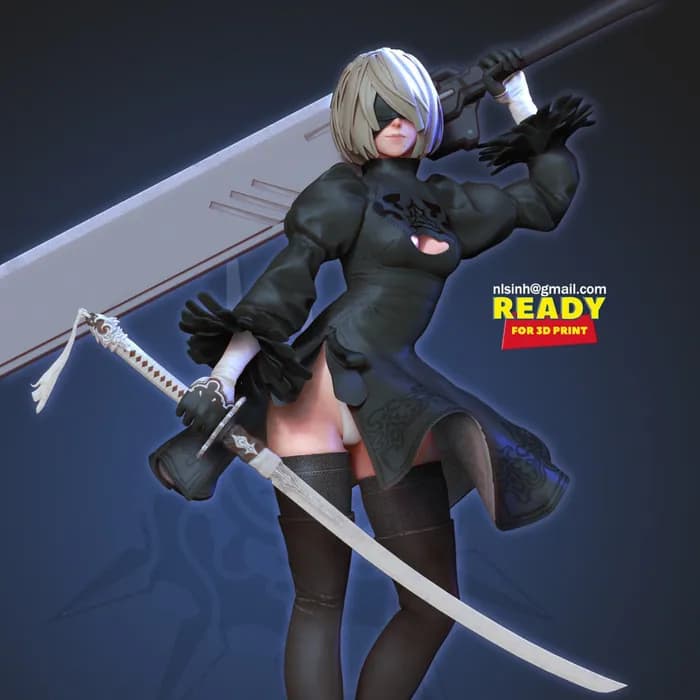 STL - 2b nier fanart 3d print model