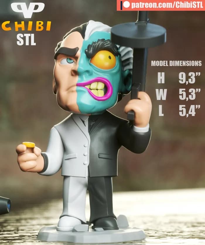 STL - 3dxm two face chibi