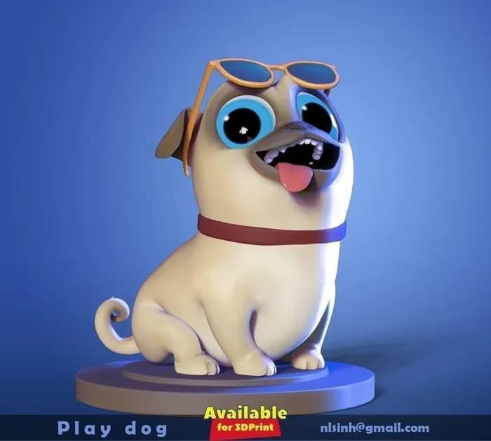 STL - 5097 play dog render 2