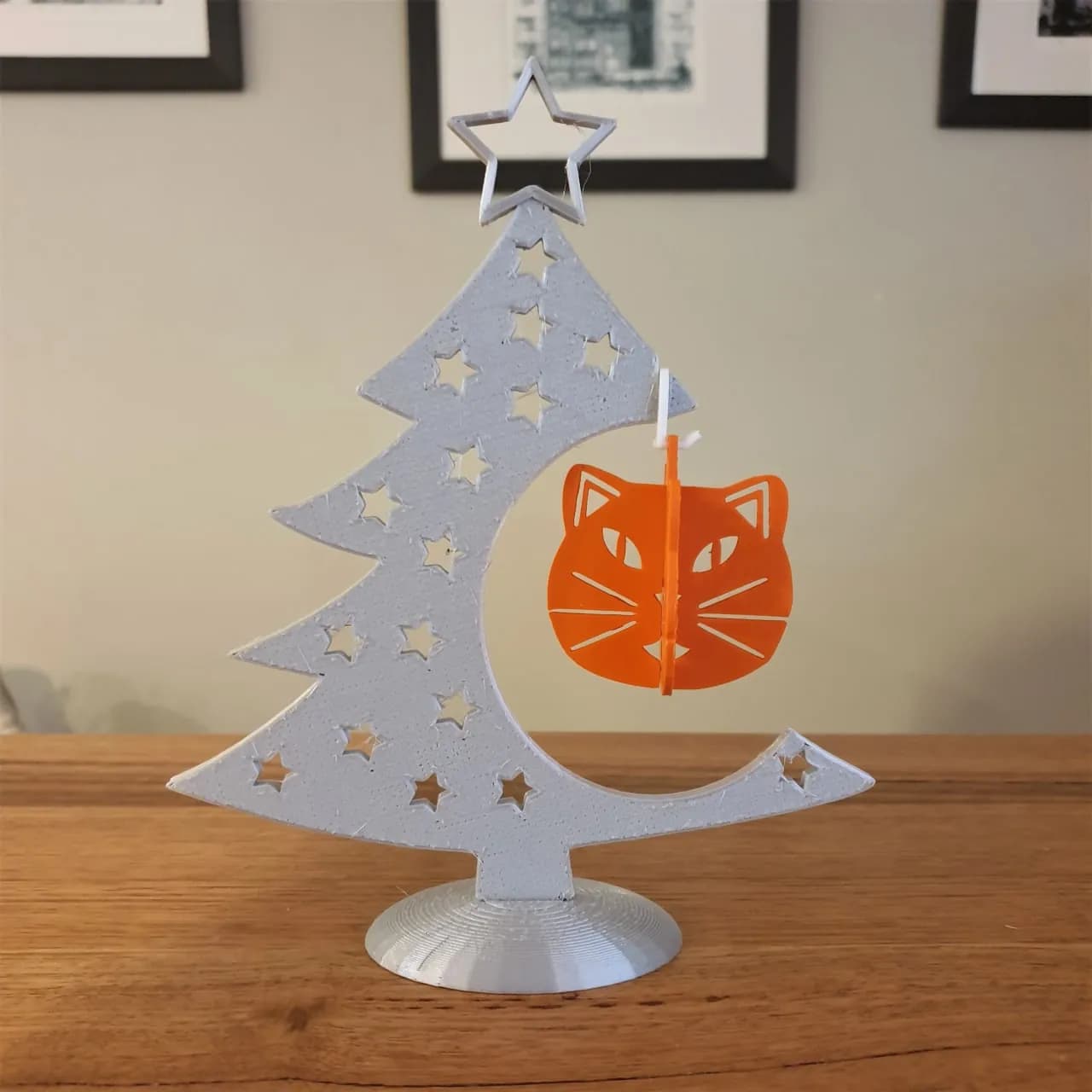 STL - Adorno de árbol con cara de gato