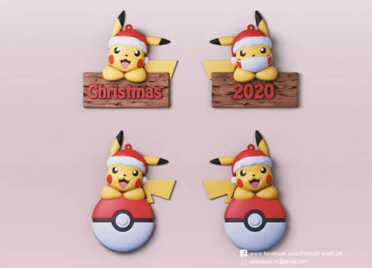 STL - Adornos Navideños de Pikachu