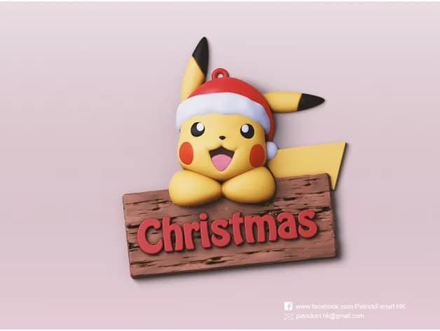 STL - Adornos Navideños de Pikachu render 4