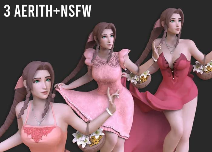 STL - aerith coming in bundle nsfw render 3
