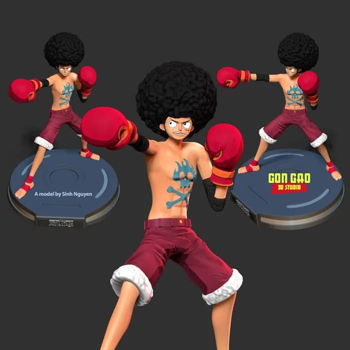 STL - afro luffy one piece fanart