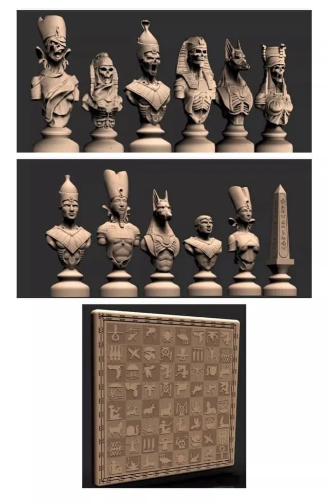 STL - Ajedrez Egipcio Clásico render 3