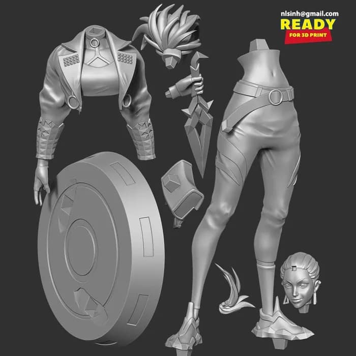 STL - akali league of legends fanart render 3