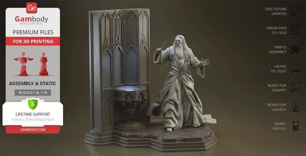 STL - Albus Dumbledore con candelabro render 2