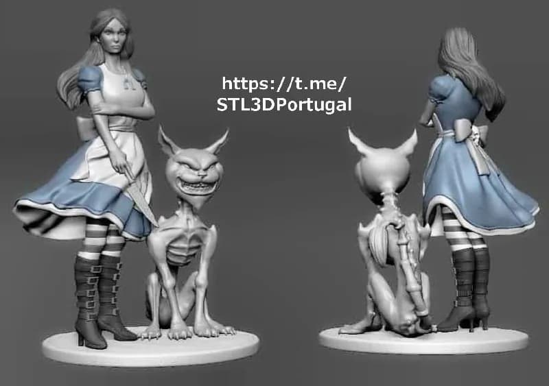 STL - Alice y el Gato Cheshire Oscuro
