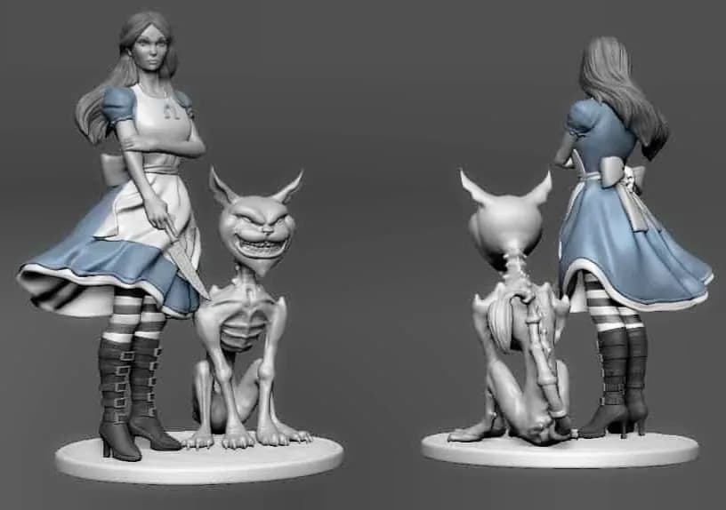 STL - Alice y el Gato Cheshire Oscuro render 2