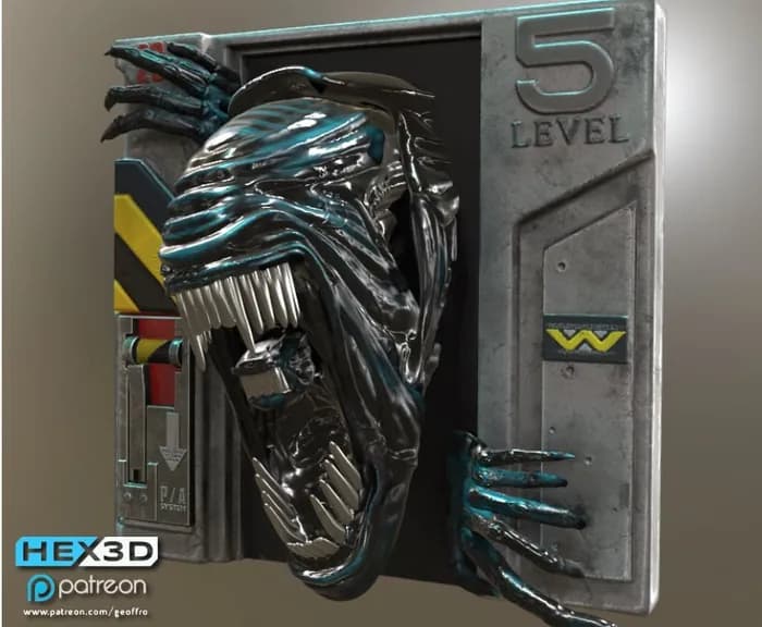 STL - alien queen 5 level hex3d render 2